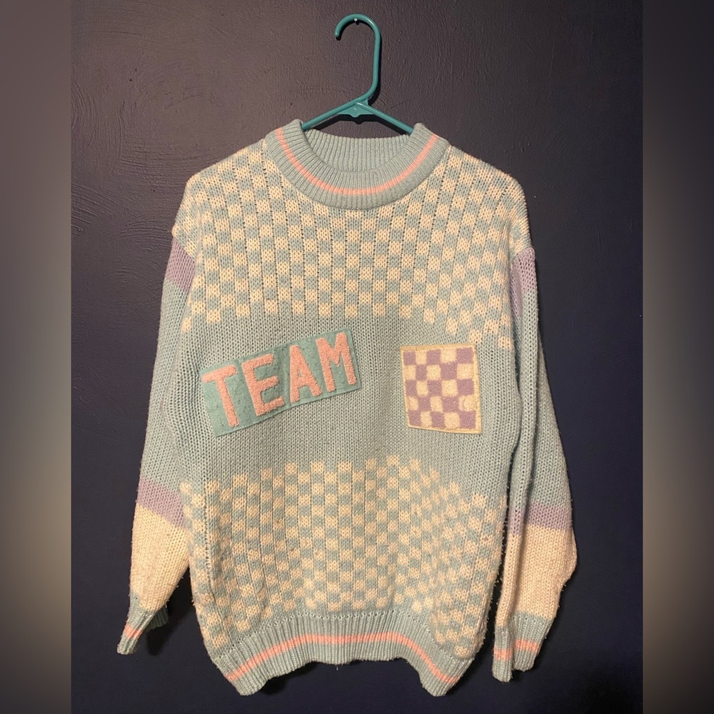 JJ Fargo Vintage Pastel Varsity Cheer Sweater Size M